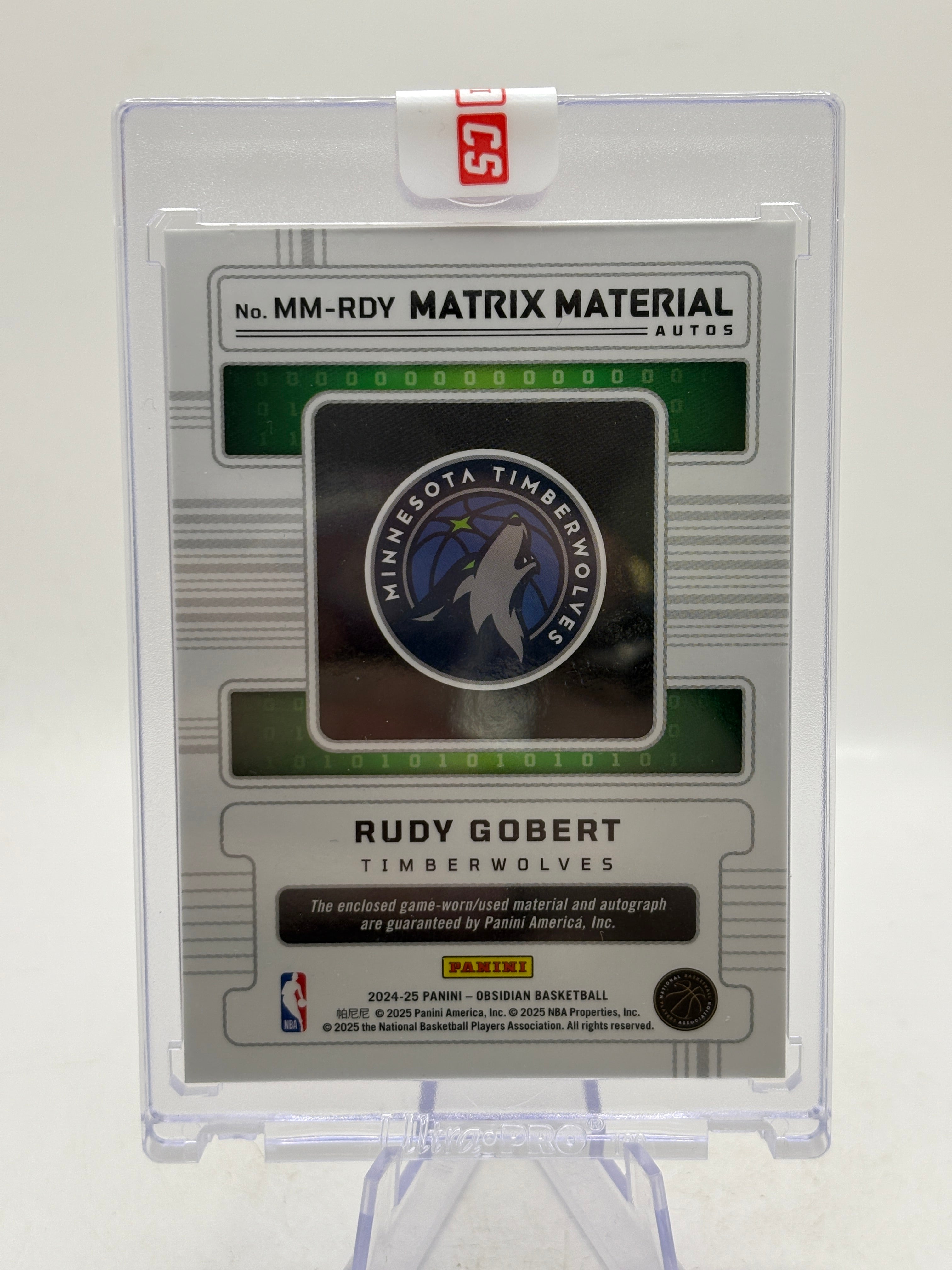 2024-25 Panini Obsidian Rudy Gobert Matrix Material Auto Red Game-Used Jersey, photo 2
